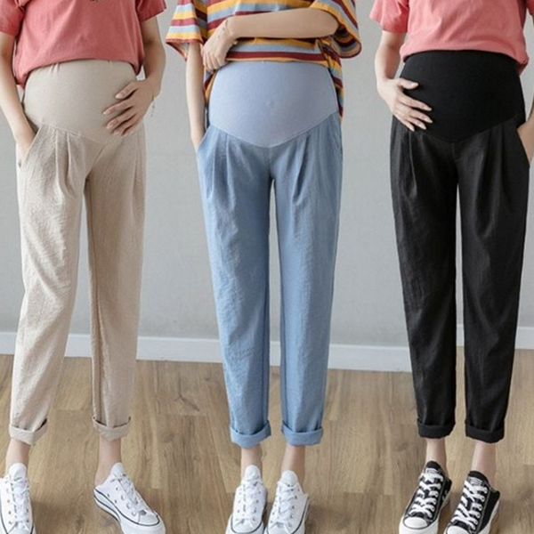 9부 임부복 슬렉스 여성 임부복 팬츠 얇은 바지 - 상품 이미지