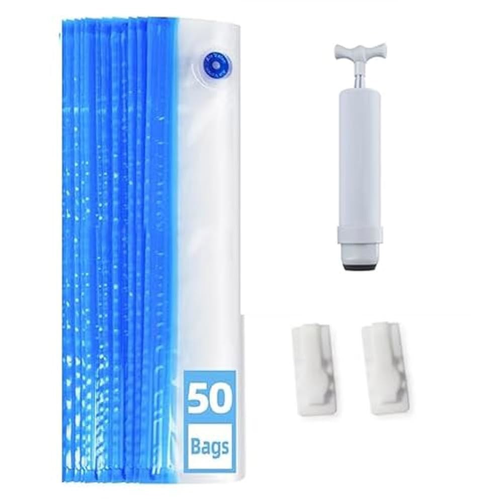 3DMKspaceu 50PCS 필라멘트 보관 가방, 핸드 펌프가 포함된 3D 진공 가방 키트, 프린터 보관용 씰링 클립, 건조기 상자(13.4x11.8인치) Brown - 상품 이미지
