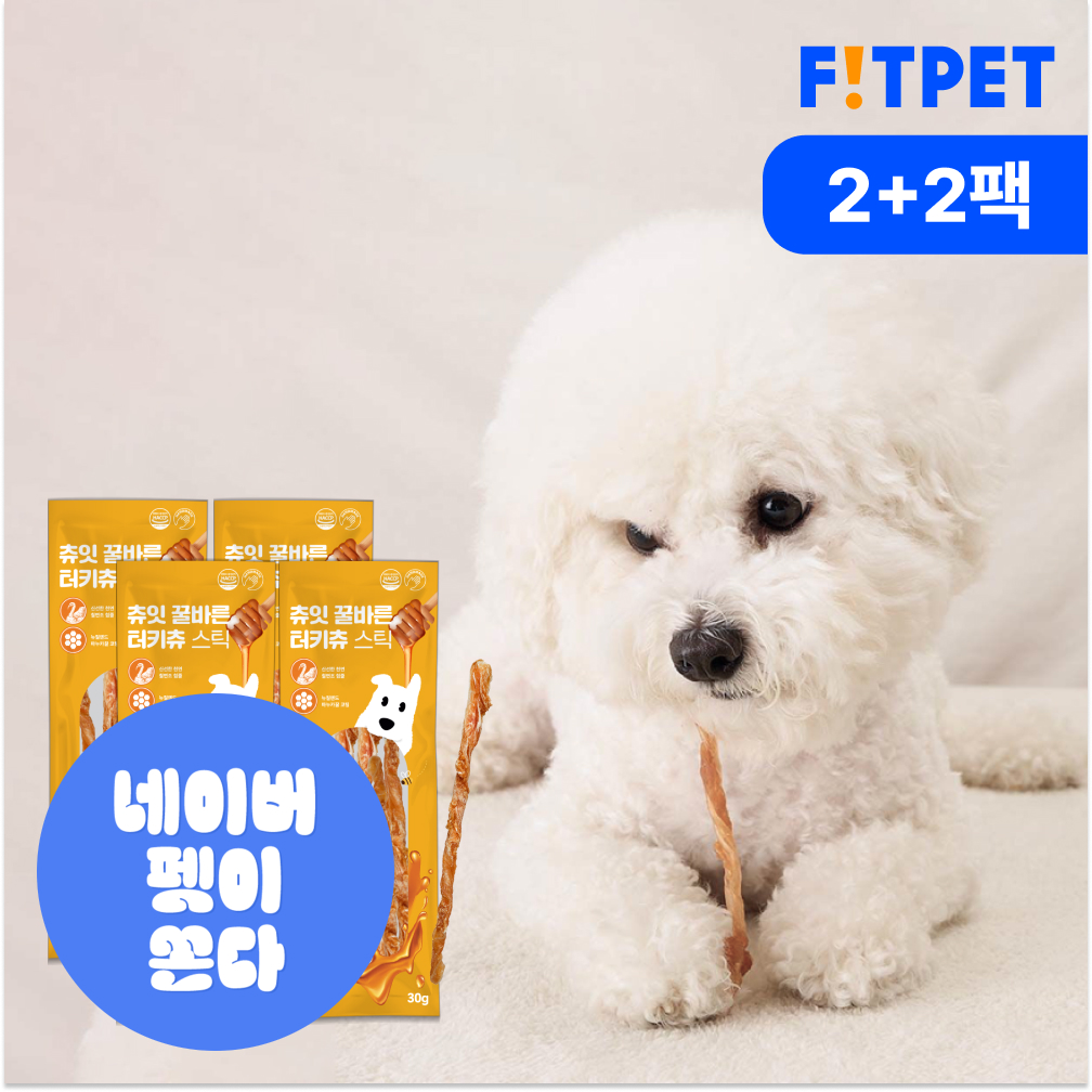 츄잇 꿀바른 터키츄 스틱 2+2 오래먹는 강아지 간식 개껌 칠면조 힘줄 스트립 - 메인 이미지
