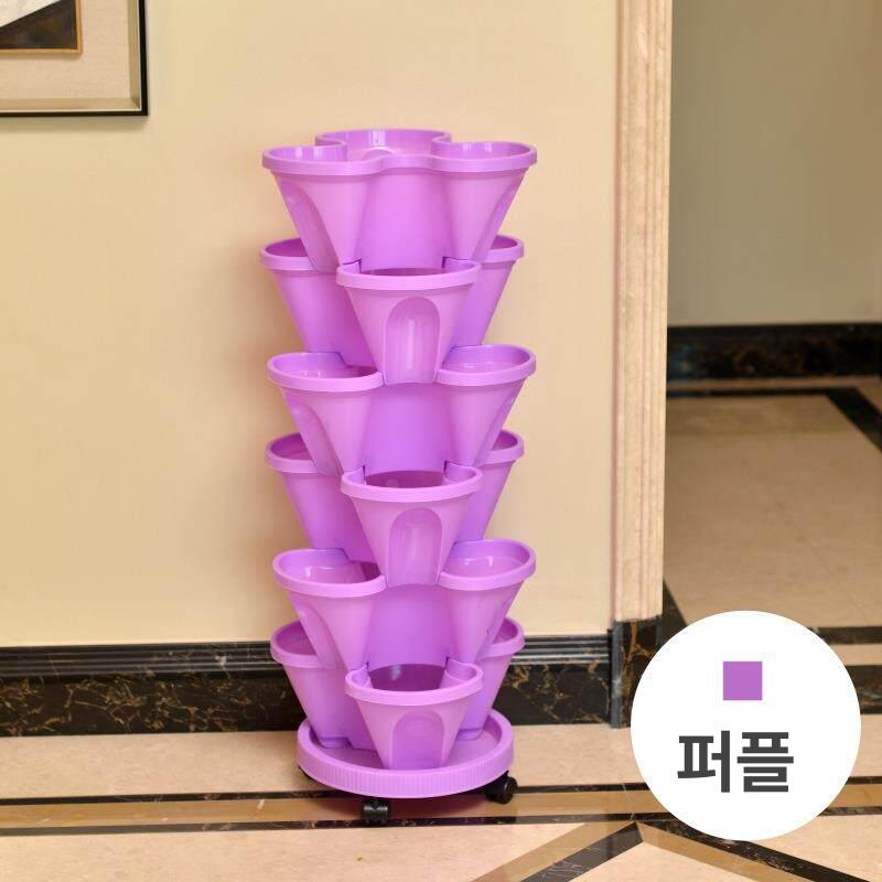 타워화분 딸기화분 플랜트월 다층 인테리어 화분 방울토마토 스탠드 크림화이트 식물 가꾸기 - 상세 이미지 4