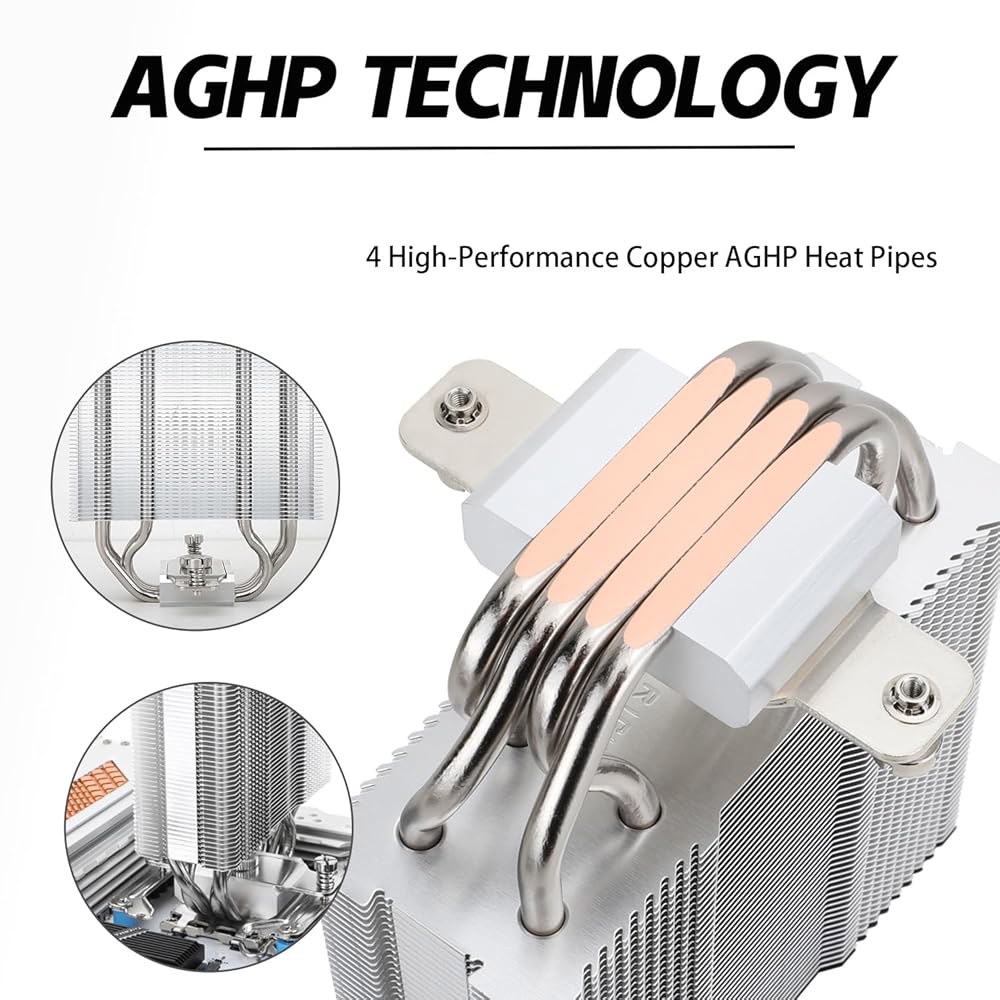 Thermalright AssassinX120 SE 화이트 ARGB CPU 에어 쿨러, 히트 파이프 4개, S-FDB 베어링이 있는 TL-C12CW-S PWM 사일런트 팬 AMD - 상세 이미지 3