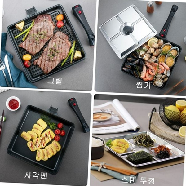 논스틱 그릴 사각 팬 코팅 직사각 그릴 팬 주물 멀티 - 상품 이미지