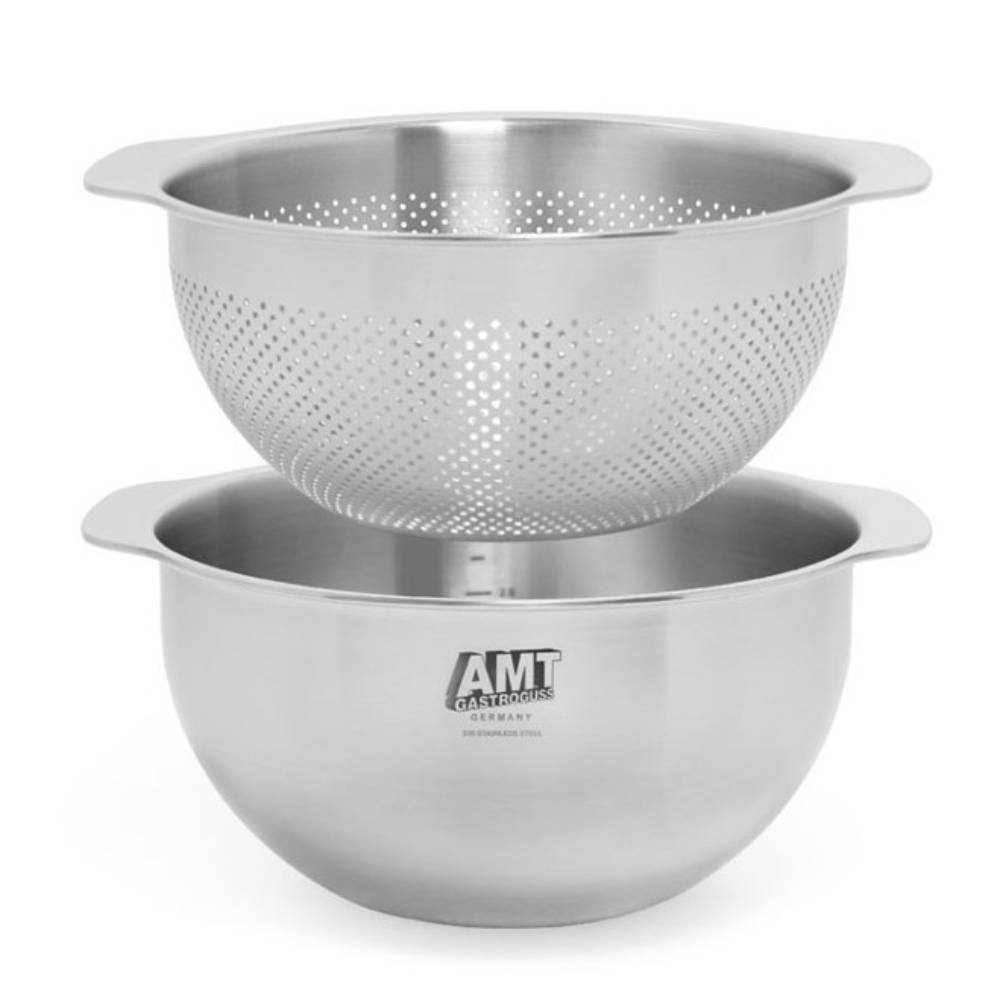 AMT 316 스텐 믹싱볼 채반 2P세트 계량 야채 과일 세척볼 샐러드 베이킹 보울 - 상품 이미지