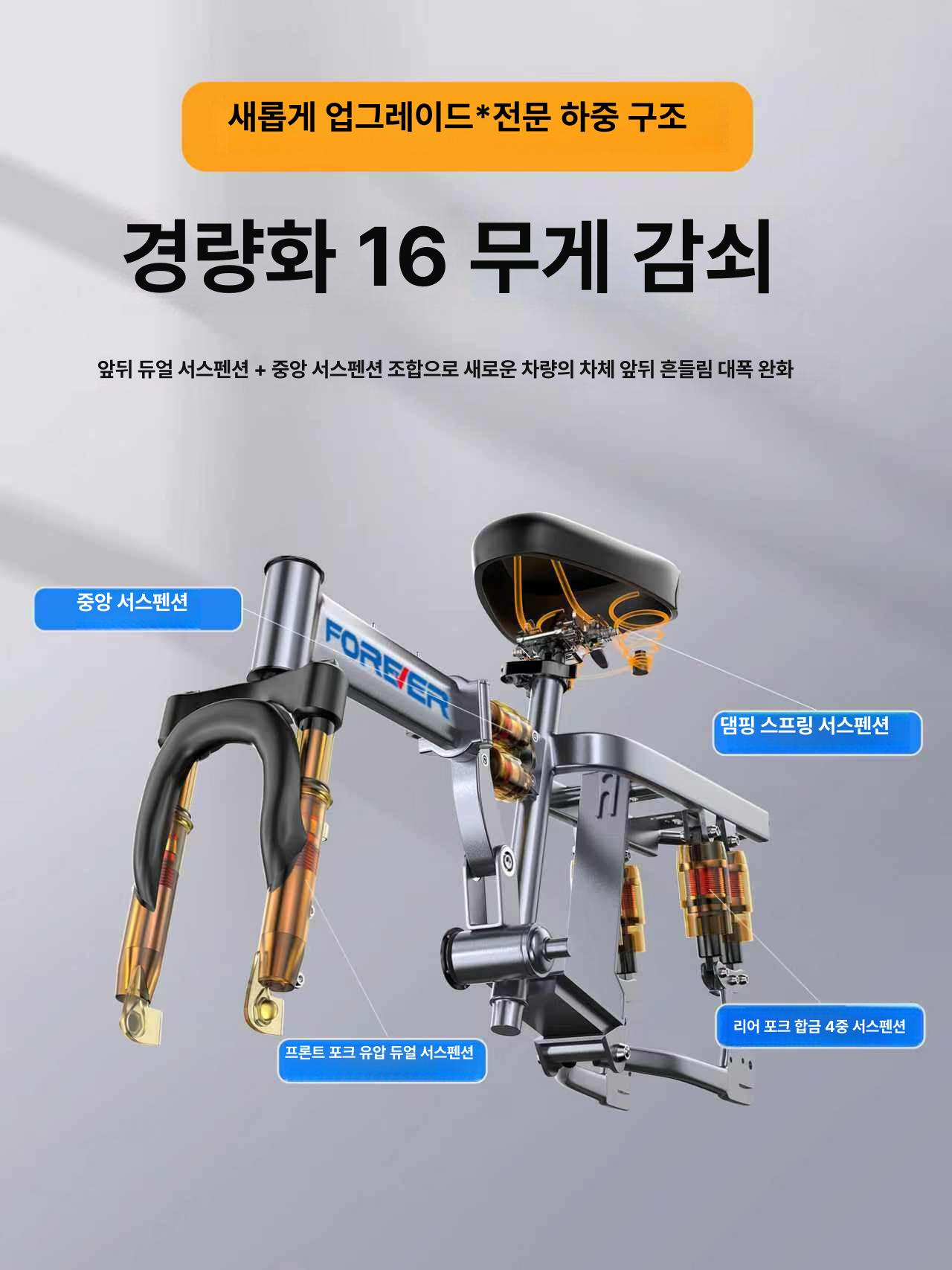 접이식 전기 자전거 1인용 폴딩 이동식 30A 90km 48V - 상세 이미지 3