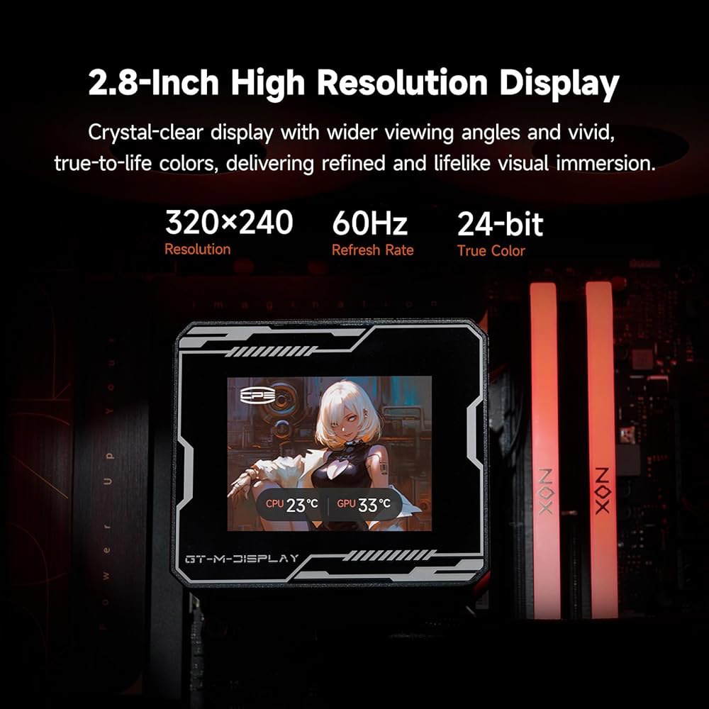 PCCOOLER 액체 CPU 쿨러 ARGB 디스플레이, 360mm AIO(2.8인치 LCD 화면 포함), 세라믹 베어링 펌프, 3 120mm PWM 팬, 알루미늄 라디에이터, 인텔 - 상세 이미지 2