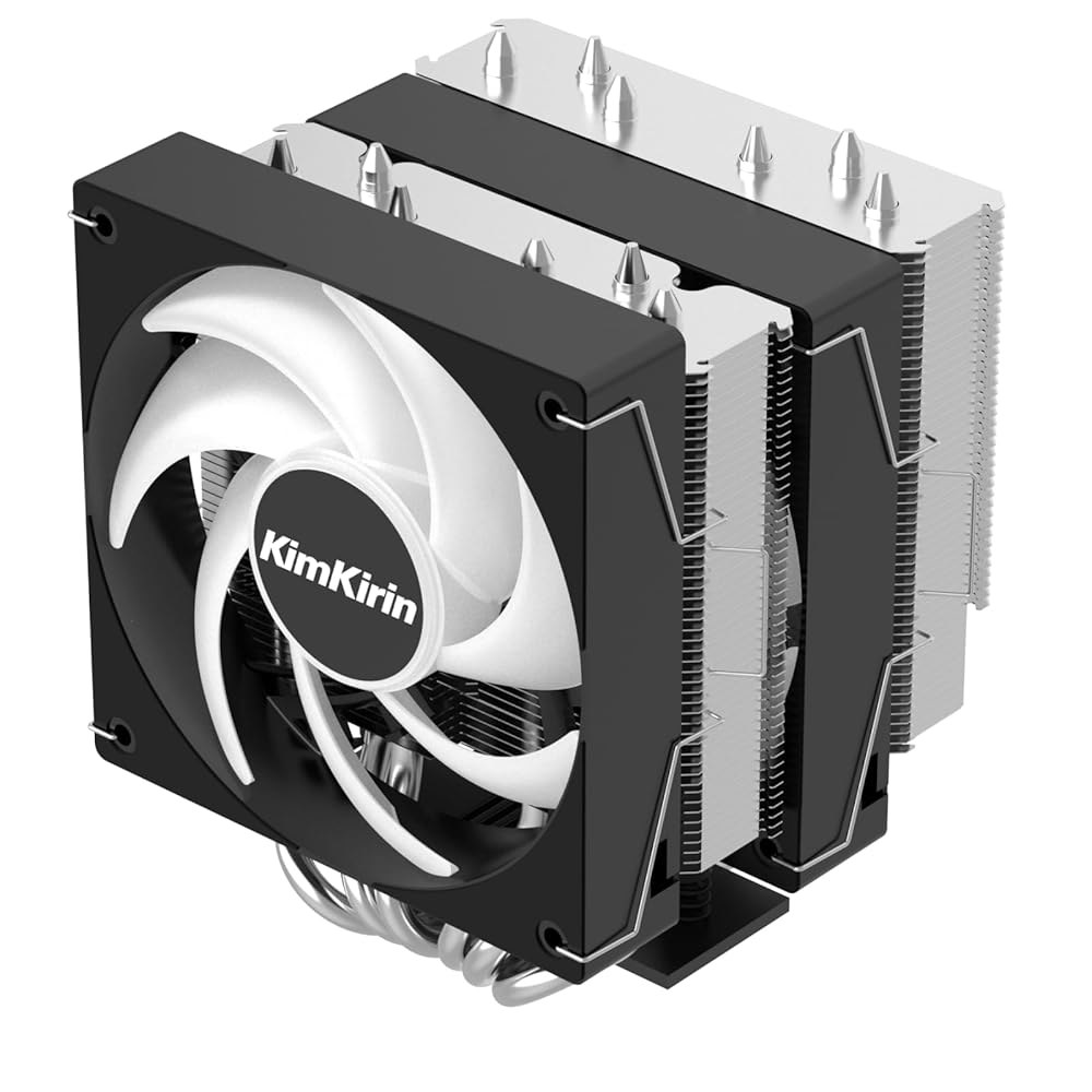 6mm 구리 히트 파이프가 장착된 킴키린 CPU 쿨러, 120mm PWM 콰이어트 팬 2개, 알루미늄 타워 히트싱크, 인텔 LGA 1851, 1700, 1200 및 AMD AM4용 - 상세 이미지 3