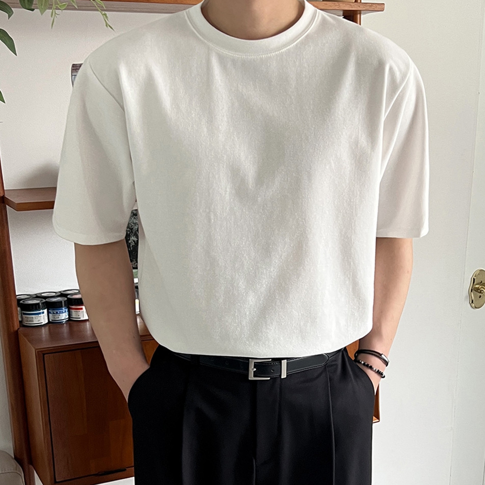 1+1 남자 로릭 여름 링클프리 분또 무지 반팔티 M-5XL 이미지 4