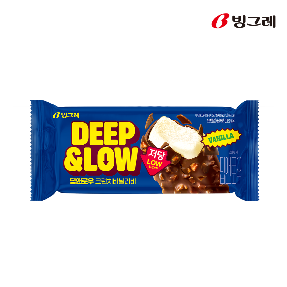 빙그레 딥앤로우 크런치바닐라바 90ml 12개 저당 아이스크림