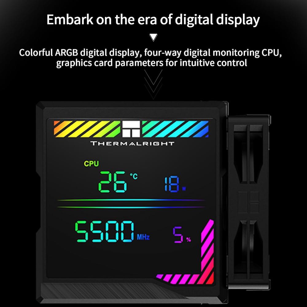 Thermalright 피어리스 어쌔신 140 디지털 블랙 CPU 쿨러, 듀얼 타워 및 팬, 에어 ARGB 화면, 1850 1500RPM+10 , AM4 /AM5, 인텔 LGA18 - 상세 이미지 2
