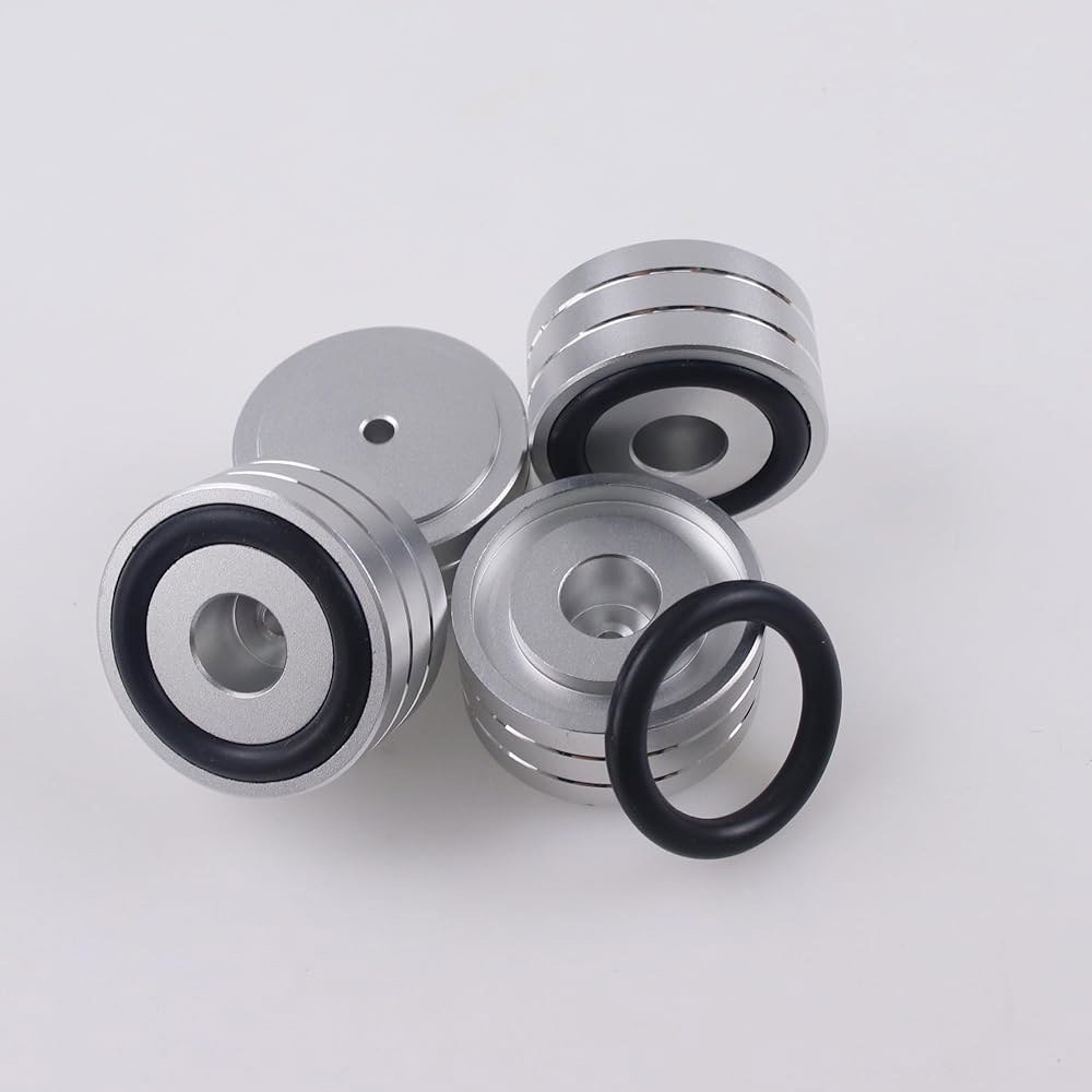 Nihfien 4세트 스피커 아이솔레이션 피트, 40x20MM 알루미늄 오디오 쇼크 업소버 피트 아이솔레이터 패드, 오디오용 미끄럼 방지 바닥 보호대, 서브우퍼 홈 시어터 턴테이블 - 상세 이미지 3