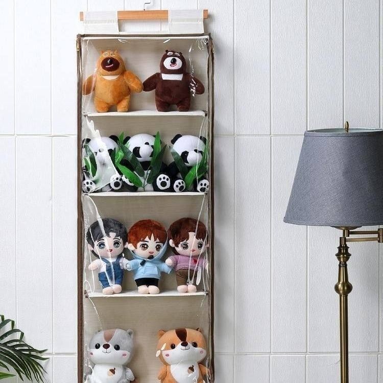 행잉 수납대 다용도 정리 보관함 벽걸이 수납포켓 걸이형 베이지 4단 폭 41cm - 상세 이미지 3