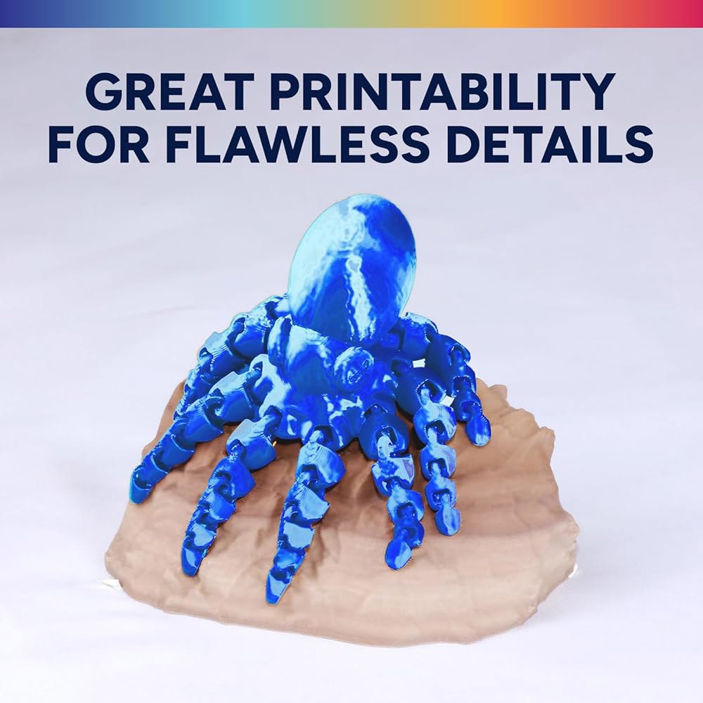 Overture 실크 PLA 필라멘트 번들, 막힘 없는 반짝임, 메탈릭 샤인 3D 프린터 필라멘트, 1kg 스풀 4롤(실크 골드+실크 실버+실크 코페+실크 블루-실버) - 상세 이미지 3