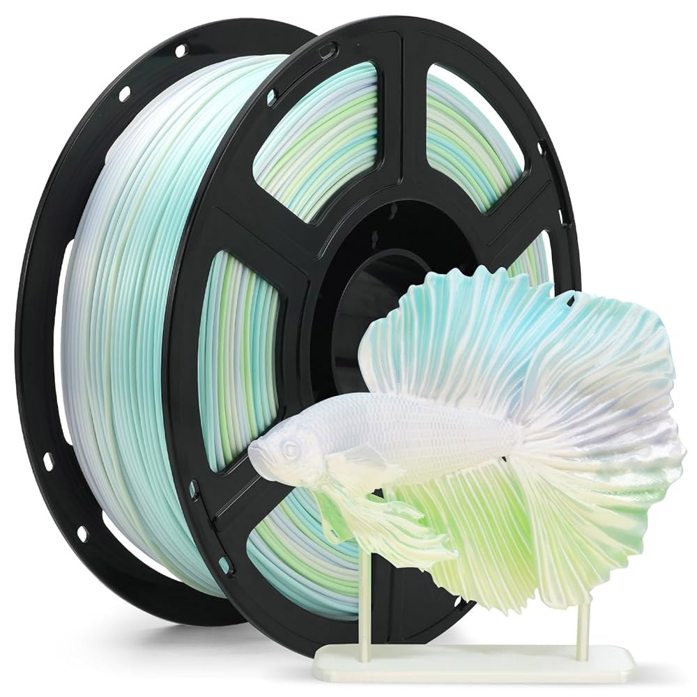 플래시포지 실크 PLA 필라멘트 1.75mm, 3D 프린터 1kg (2.2파운드) 스풀, 부드럽고 실키한 텍스처의 프린팅 필라멘트, 치수 정확도 + /- 0.02mm 1 Blue - 상품 이미지