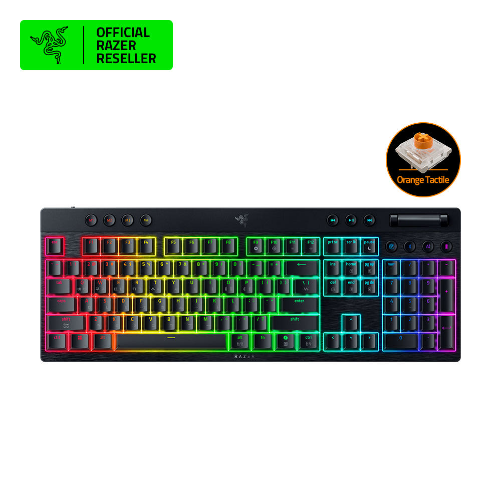 레이저코리아 BlackWidow V4 Low-profile HyperSpeed 게이밍 키보드 KR 오렌지축 - 상품 이미지