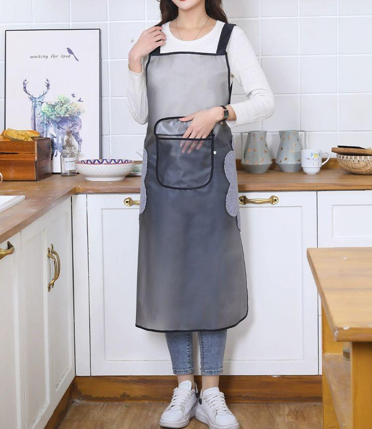 방수 앞치마 주방 포켓 식당 우레탄 롱 75cm 정육점 75cm 손닦기용 TPU 블랙그레이 - 상품 이미지