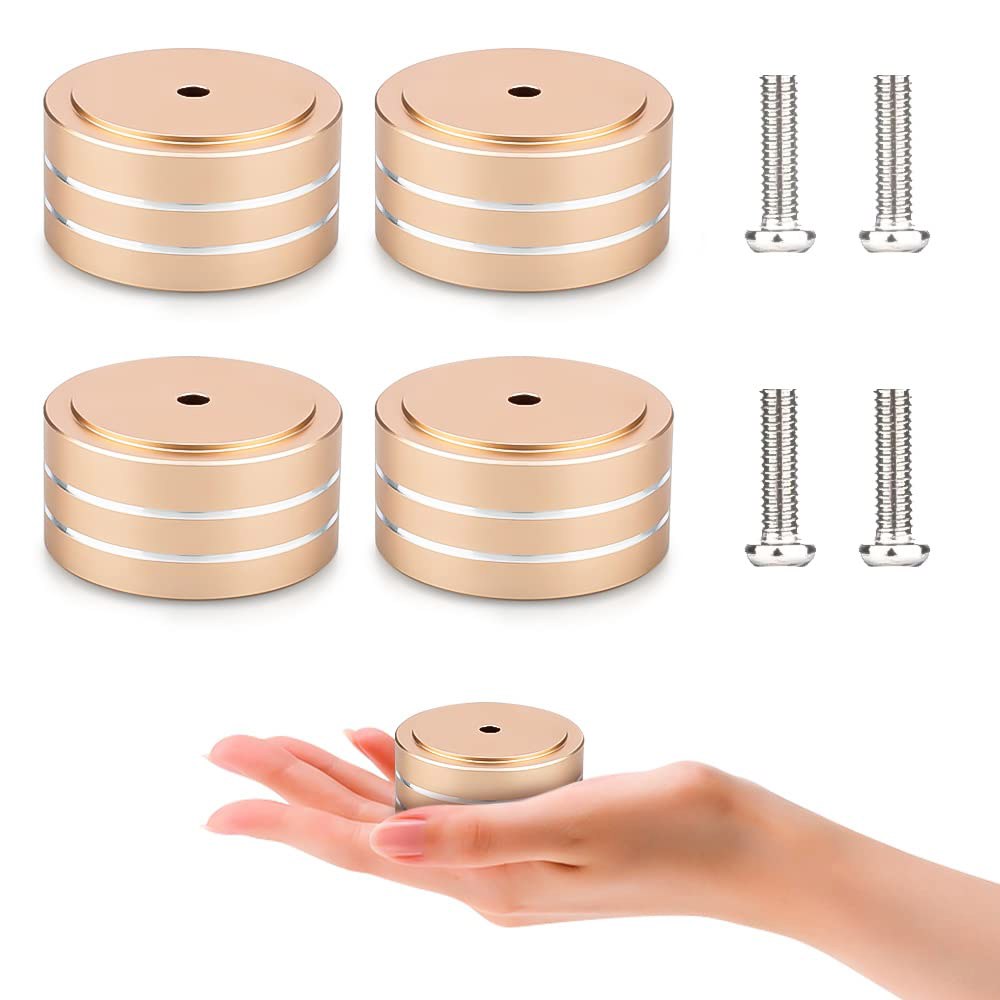 오디오캐스트 4배속 하이파이 스피커 스파이크 격리 피트 패드, 알루미늄 40x20mm 턴테이블 스탠드 앰프 쇼크 업소버 서브우퍼 DAC CD 앰프용 미끄럼 방지 하이엔드 플로어 - 상품 이미지