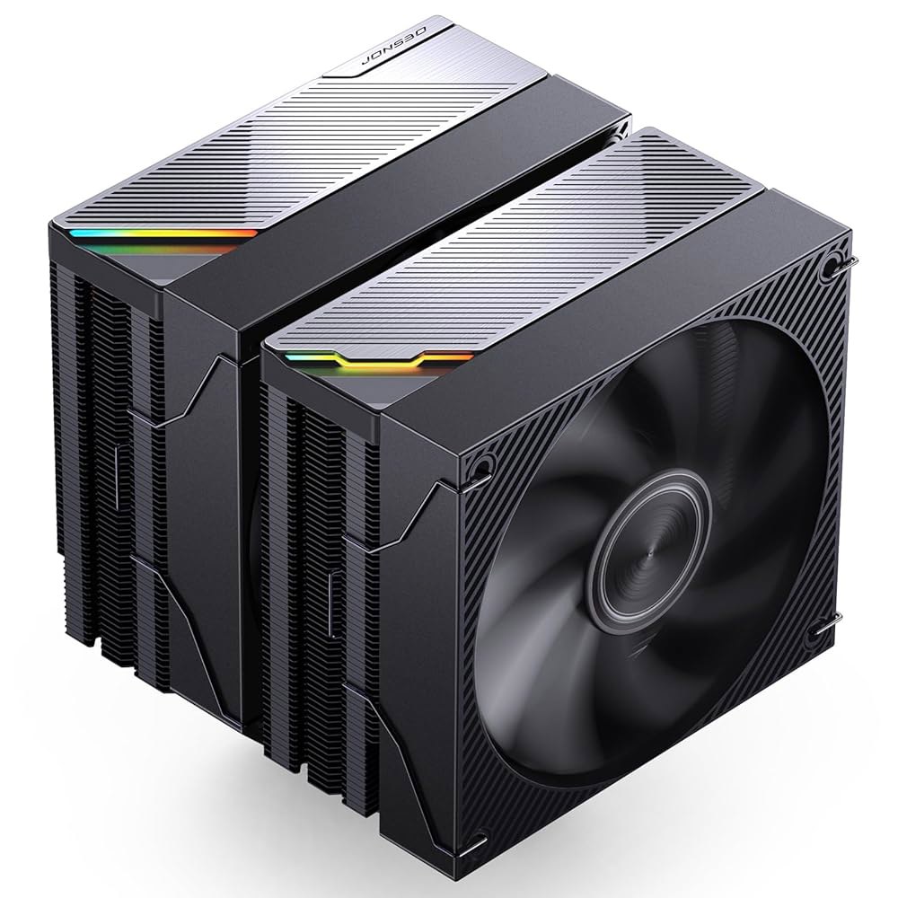 JONSBO CA90 블랙 듀얼 타워 CPU 쿨러, 뮤트 시리즈 에어컨, 팬 H159mm, 130mm PWM 에어 구리 히트 파이프 라디에이터 6개, AM5 / AM4 인텔 LGA - 상품 이미지