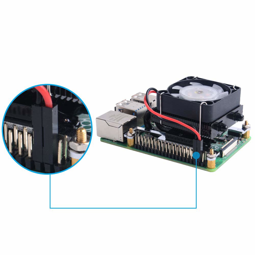 RGB PWM 팬 및 알루미늄 방열판이 있는 GeekPi 로우 프로파일 CPU 쿨러(라즈베리 파이 4B /3B+ /3B (블랙) Black - 상세 이미지 2