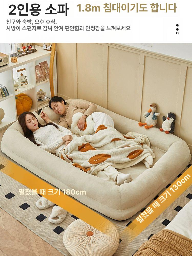 소형 다용도 소파 침대 쇼파베드 베드 더블 침대형 원목 간이 겸용 매트 원룸용 수납 수 - 상세 이미지 2
