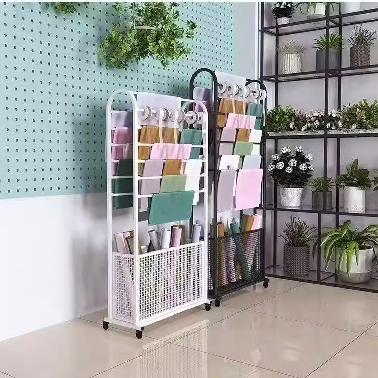 리본 걸이대 정리대 시트지 포장지 롤 행거 진열대 검정 70x30x140cm - 상세 이미지 3