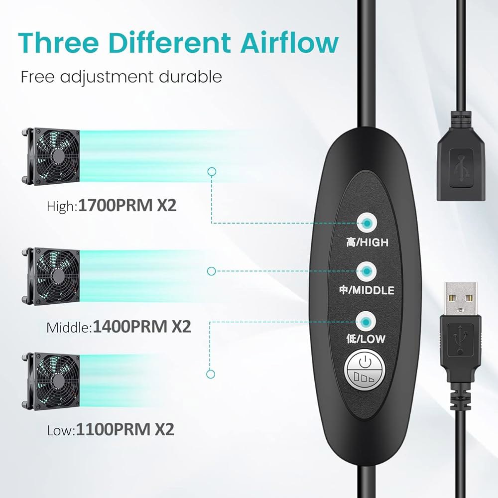 컴퓨터 쿨러 TV 소형 박스 DC 5V USB 전원 120mm 240mm 멀티 스피드 컨트롤러용 와타이 고풍량 라우터 냉각 120mm USB fan - 상세 이미지 3