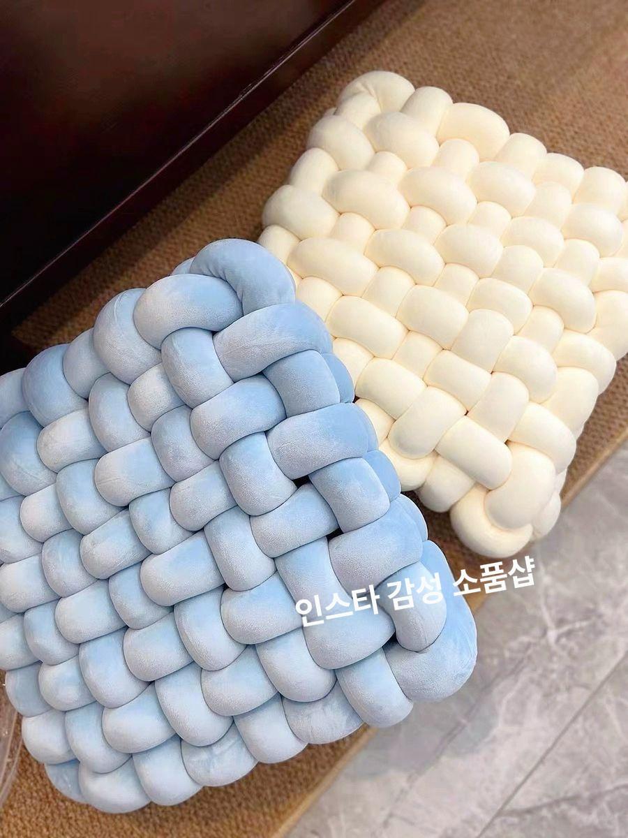 벨벳 꽈배기 쿠션 북유럽 소파 방석 거실 인테리어 뜨개 커버 베개 - 상세 이미지 4