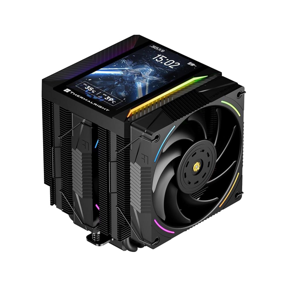 써멀라이트 피어리스 어쌔신 120 비전 MAX AGB 블랙 CPU 에어 쿨러, 트윈 타워 라디에이터 2150RPM, 480x854 해상도 파워 IPS 화면, 5 u2019 u201 - 상품 이미지
