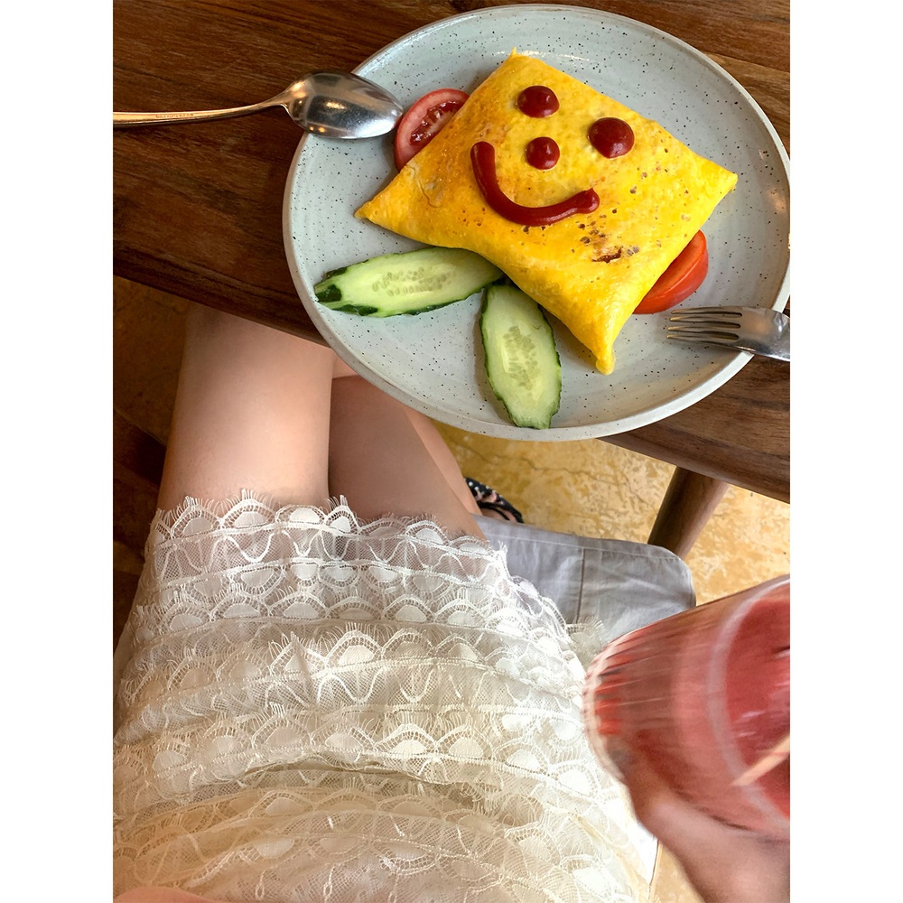 A라인 밴딩 레이스미니스커트 캉캉스타일 키작녀 속바지포함 예쁜 청순 여름 화이트베이지 - 상세 이미지 4
