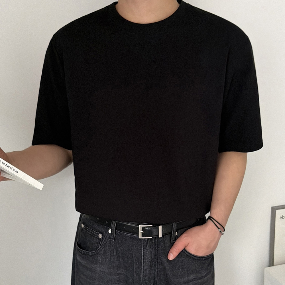 1+1 남자 로릭 여름 링클프리 분또 무지 반팔티 M-5XL 이미지 3