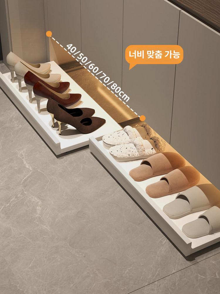 신발장바닥 슬라이딩 수납 정리대 현관 트레이 선반 서랍 웜화이트 40x30 바퀴 - 상세 이미지 2