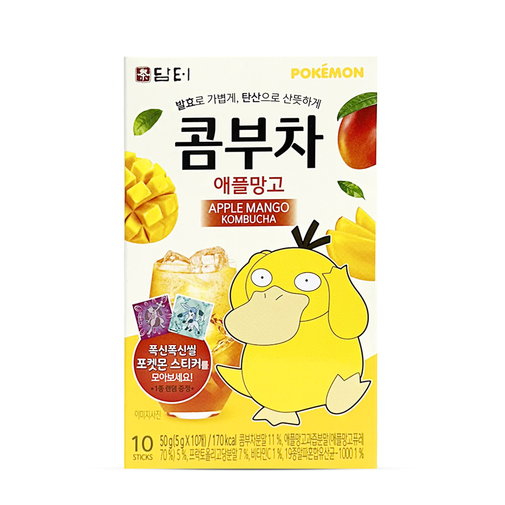 담터 포켓몬 탄산 콤부차 발효차 음료 애플망고 10T - 상품 이미지