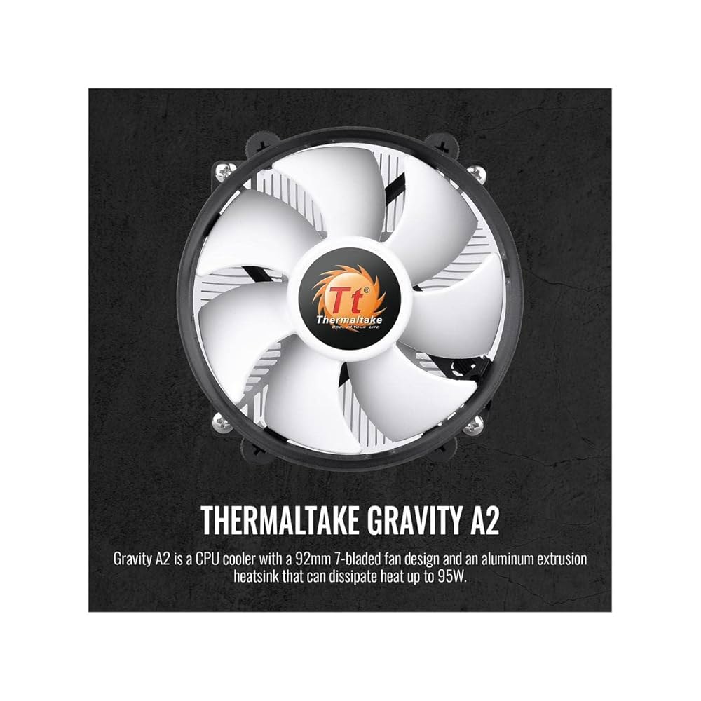 Thermaltake 95W Gravity A2 CPU 쿨러 데스크톱용, 92mm 4핀 PWM 1200~3500rpm 알루미늄 압출 냉각 팬(AMD AM5 AM4 CL-P078-A - 상세 이미지 2