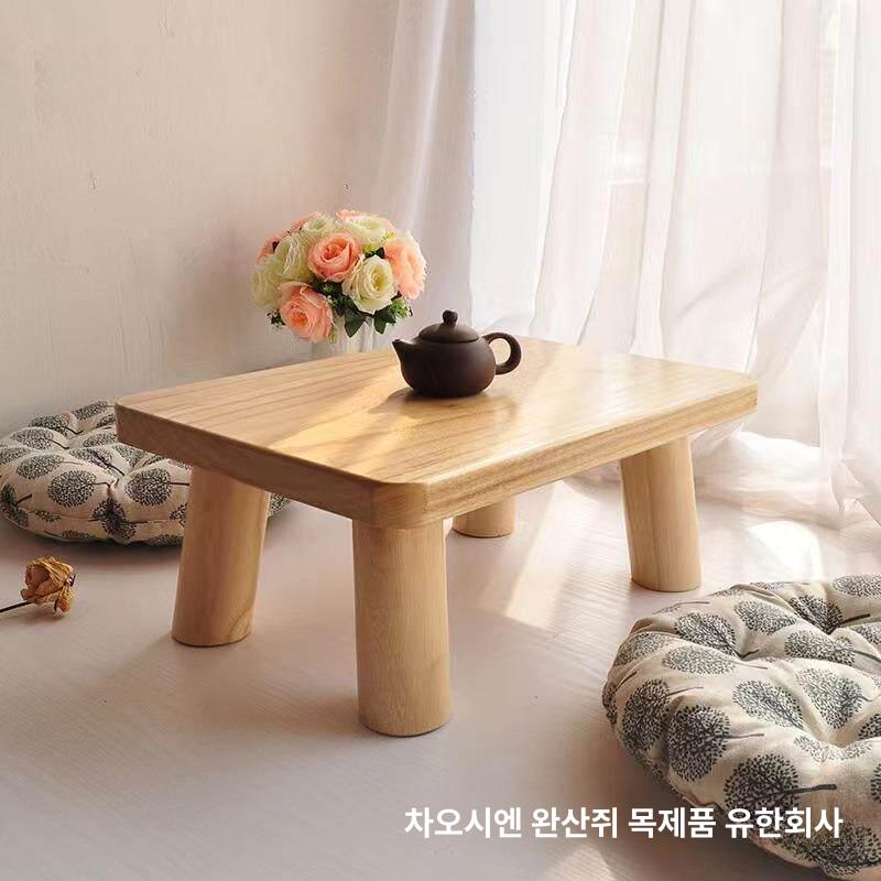 전통 찻상 원목 티테이블 다과상 가정용 소형 좌식 내추럴우드컬러 - 상세 이미지 3