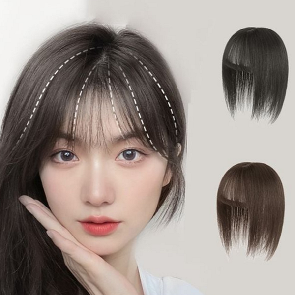 인모 부분 가발 여자용 여성 정수리 가발 앞머리 헤어 - 상품 이미지