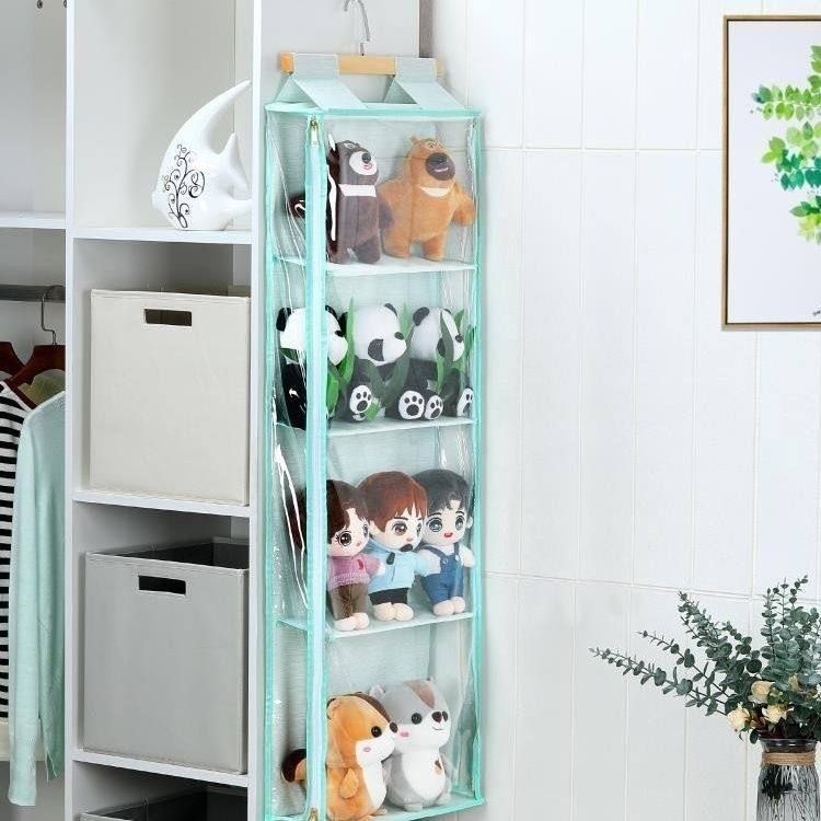 행잉 수납대 다용도 정리 보관함 벽걸이 수납포켓 걸이형 베이지 4단 폭 41cm - 상세 이미지 5
