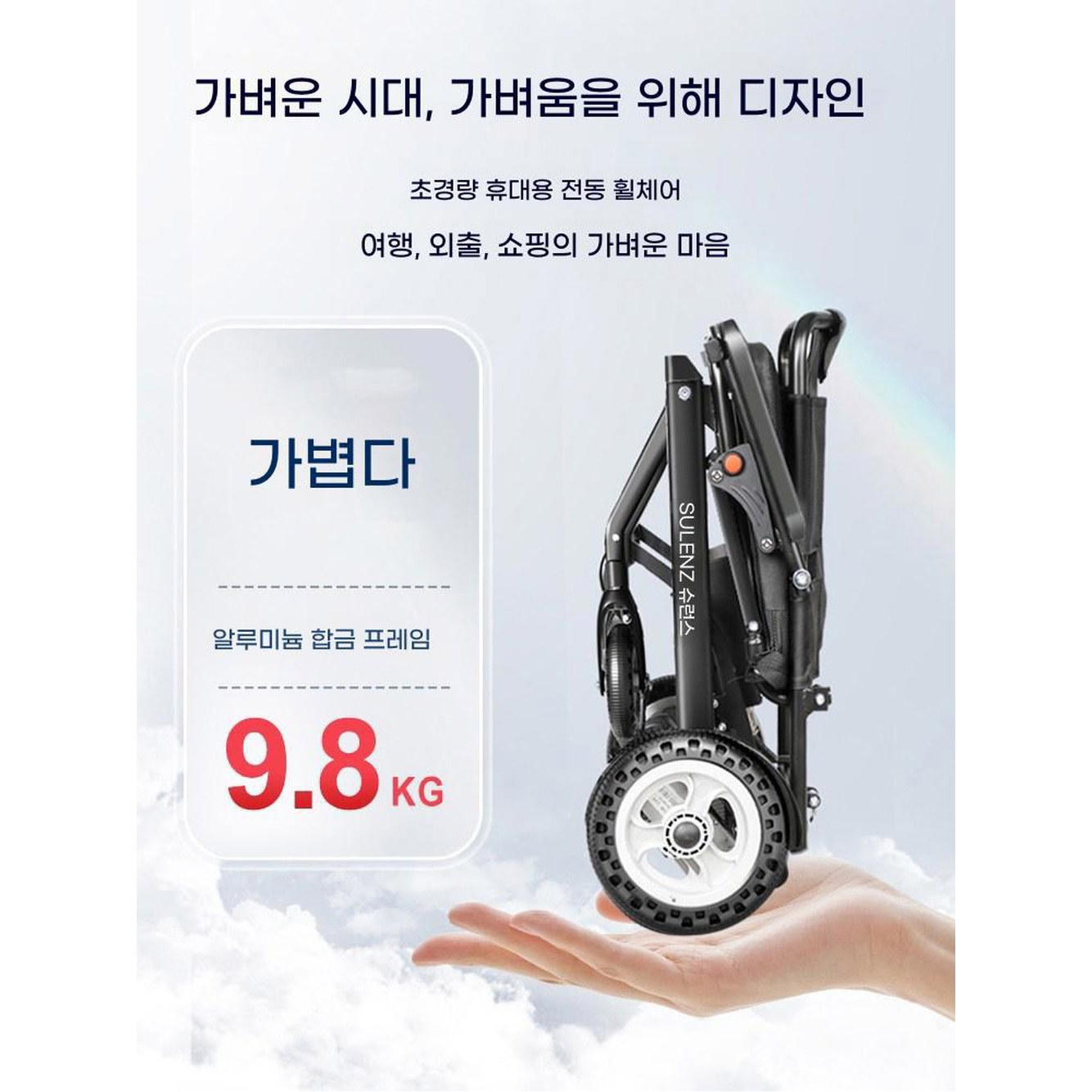9 8kg 노약자 승인 보행 여성 접이식 초경량 휴대용 항공 전동 휠체어 1 기본형 단일 제어 6AH 배터리 20리 주 - 상세 이미지 2