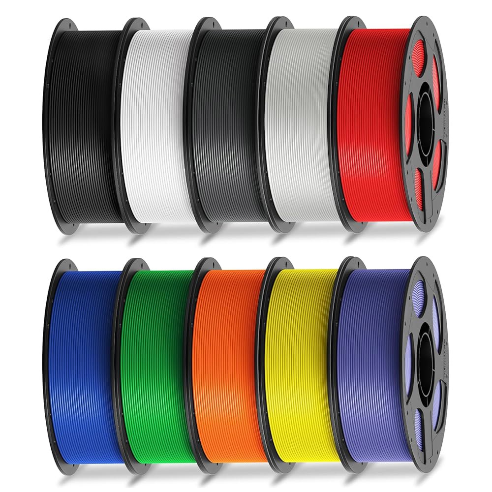 애니큐빅 PLA 필라멘트 1.75mm 번들, 3D 프린터 치수 정확도 + /- 0.02mm, 1KG 스풀, 블랙, 화이트, 텍스처 그레이, 클리어, 레드, 블루, 그린, 오렌지, - 상품 이미지