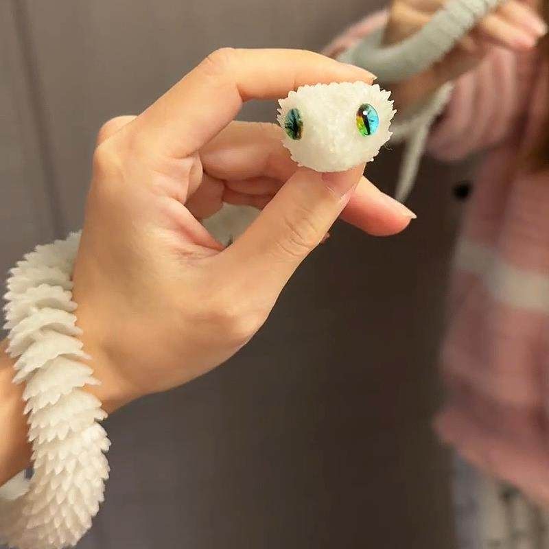 3D프린팅 뱀모형 입체 관절 뱀 피규어 움직이는 스네이크 30cm 화이트 - 상세 이미지 5