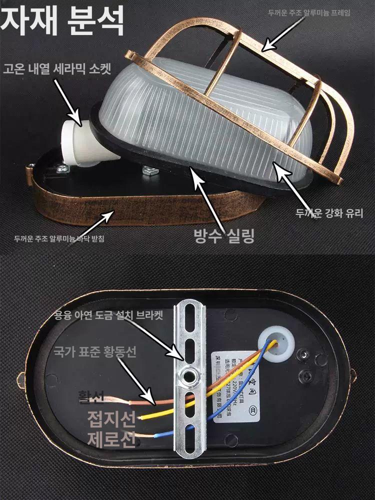 벽등 레트로조명 타원형 침실 야외 원형 카페 소형 거실 인테리어 전구 일반 감성 펜션 - 상세 이미지 2