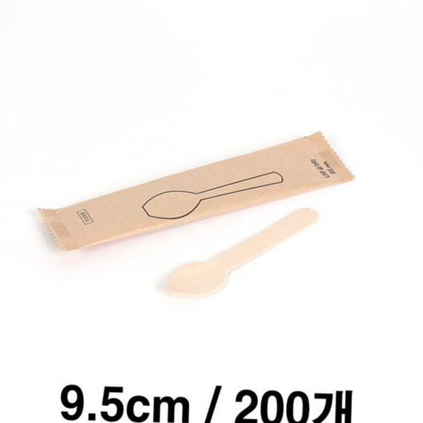 일회용 아이스크림 스푼 업소용 작은 나무 스푼 행사용 9.5cm - 상품 이미지