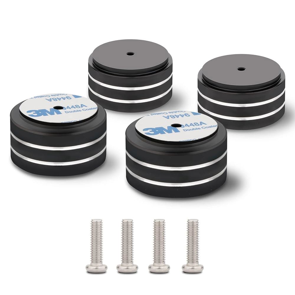 모노사우디오 4Pcs 40x20mm 스피커 절연 피트 단면 3M 오디오, 스피커, 서브우퍼, 홈 시어터, 턴테이블 DAC 패드(블랙 컬러)용 미끄럼 방지 고무 링이 있는 스파이크 - 상품 이미지