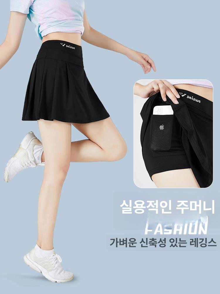 여자 탁구복 스커트 상의 탁구유니폼 테니스 리닝 노출방지 티셔츠 운동복 스포츠웨어 반팔 - 상세 이미지 5