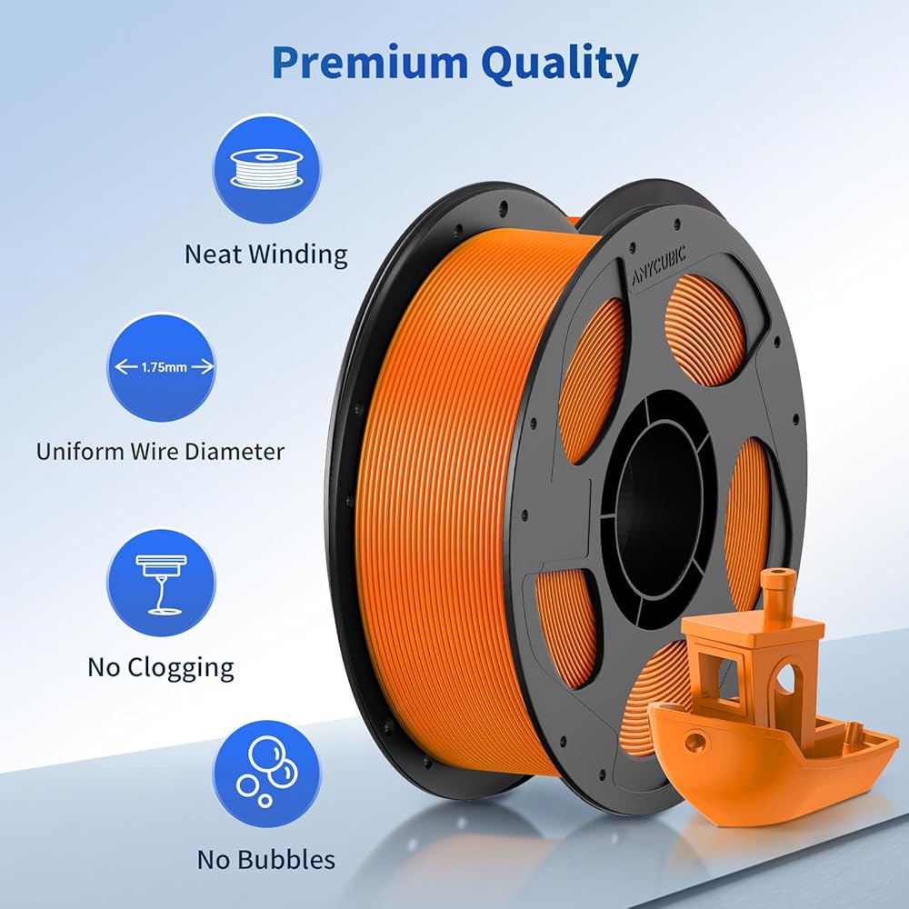 애니큐빅 PLA 필라멘트 1.75mm 번들, 3D 프린터 치수 정확도 + /- 0.02mm, 1KG 스풀, 블랙, 화이트, 텍스처 그레이, 클리어, 레드, 블루, 그린, 오렌지, - 상세 이미지 2