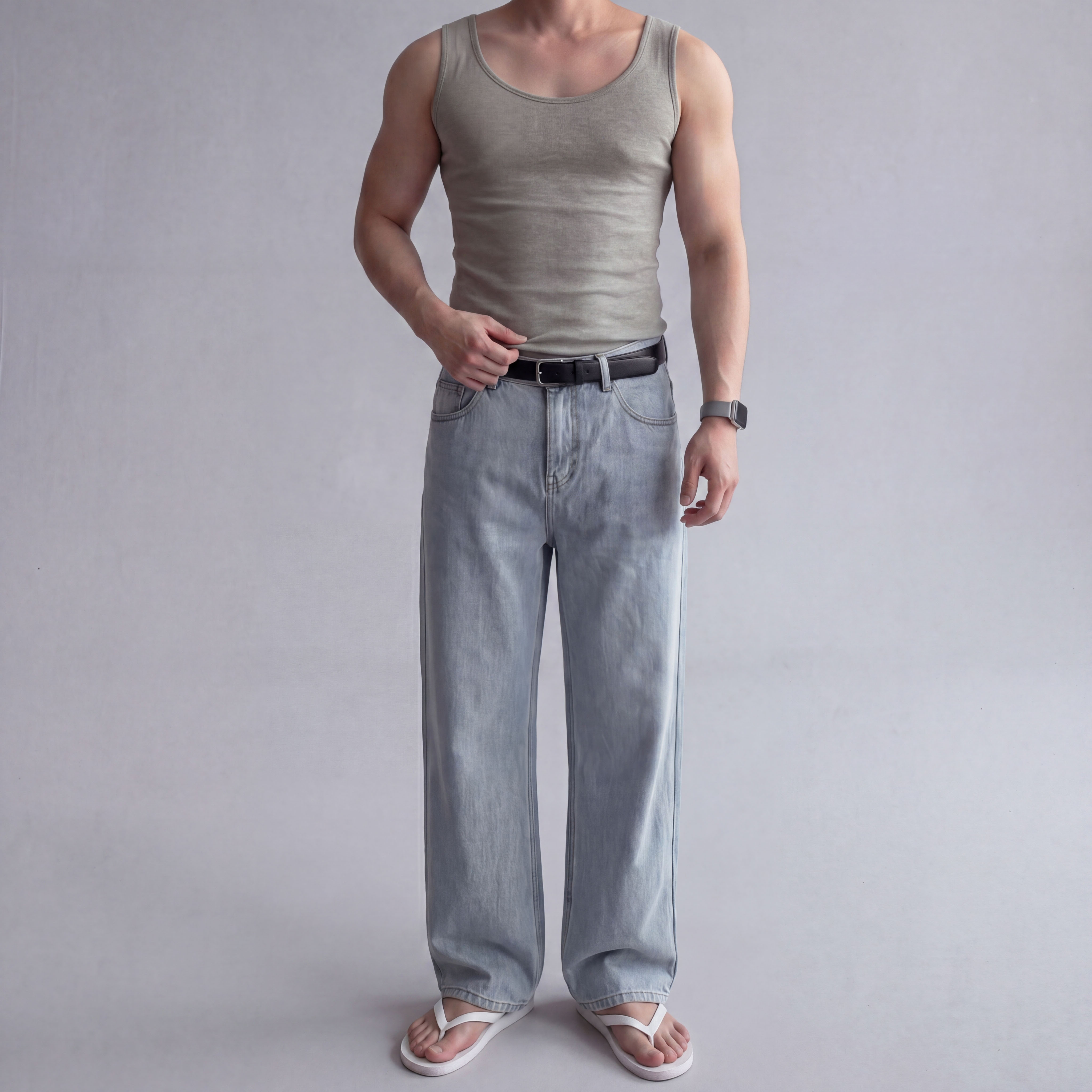 1+1+1 남자이너나시 머슬핏나시 무지민소매 이미지 8