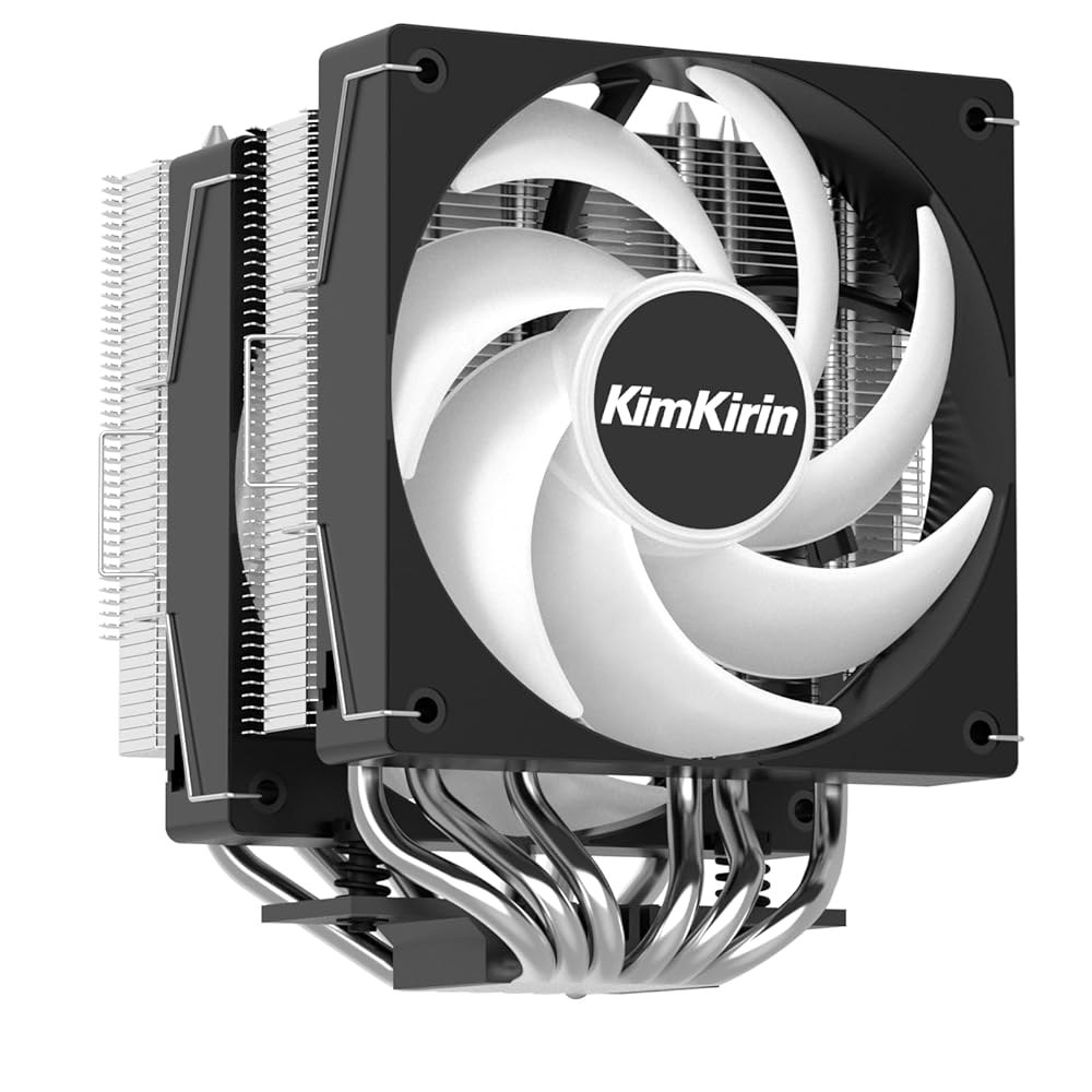 6mm 구리 히트 파이프가 장착된 킴키린 CPU 쿨러, 120mm PWM 콰이어트 팬 2개, 알루미늄 타워 히트싱크, 인텔 LGA 1851, 1700, 1200 및 AMD AM4용 - 상세 이미지 2