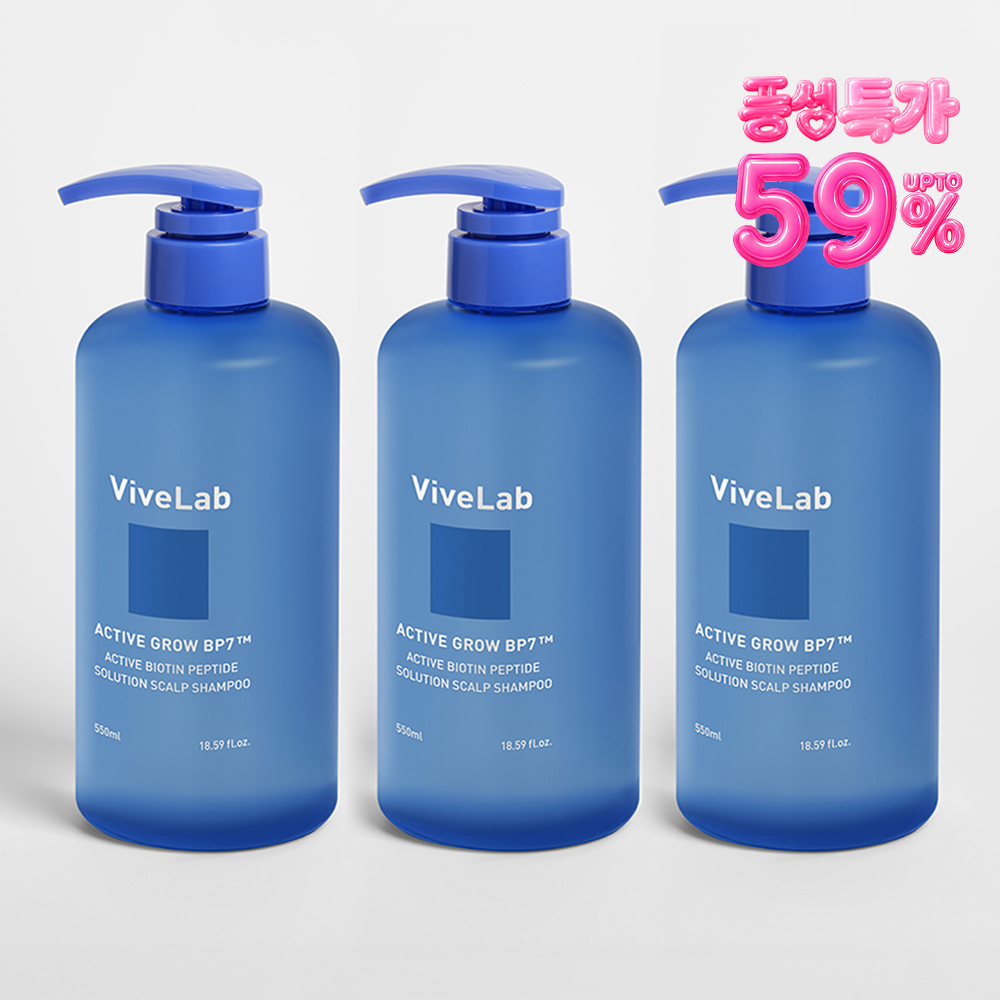 바이브랩 액티브 비오틴 펩타이드 쿨링 파랑 탈모샴푸 550ml, 3개 이미지