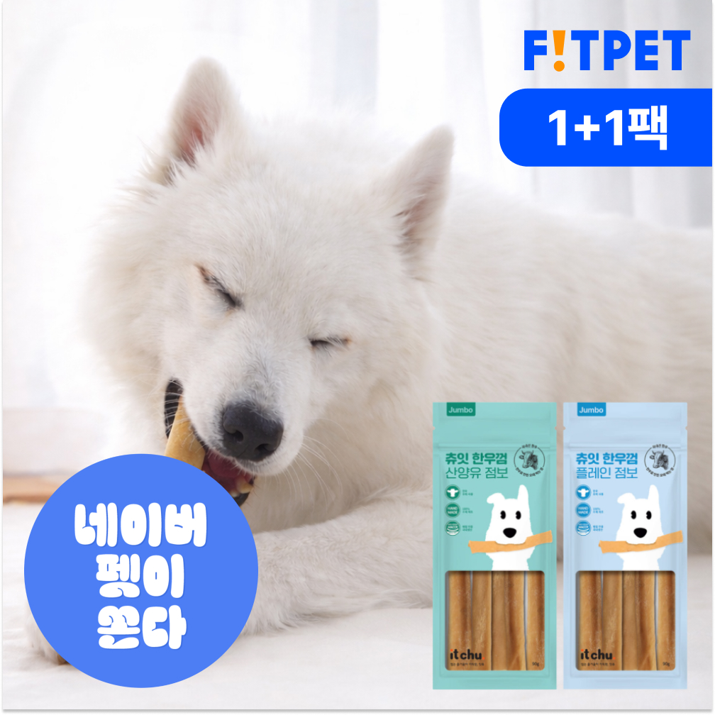 츄잇 대형견 한우껌 90g 1+1 오래먹는 치석제거 수제간식 소가죽 - 상품 이미지