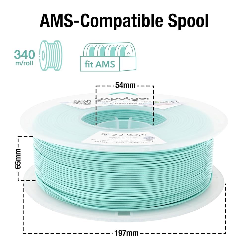 YXPolyer PLA 필라멘트 플러스 식품 등급 1kg 1.75mm, 안전 AMS 호환 3D 프린팅 장난감, 민트 그린 Black&green - 상세 이미지 2