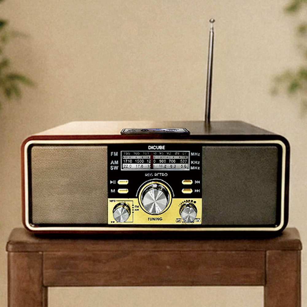 디큐브 레트로 블루투스 거실 스피커 무선 AM FM 라디오 감성 인테리어 캠핑 - 상세 이미지 5