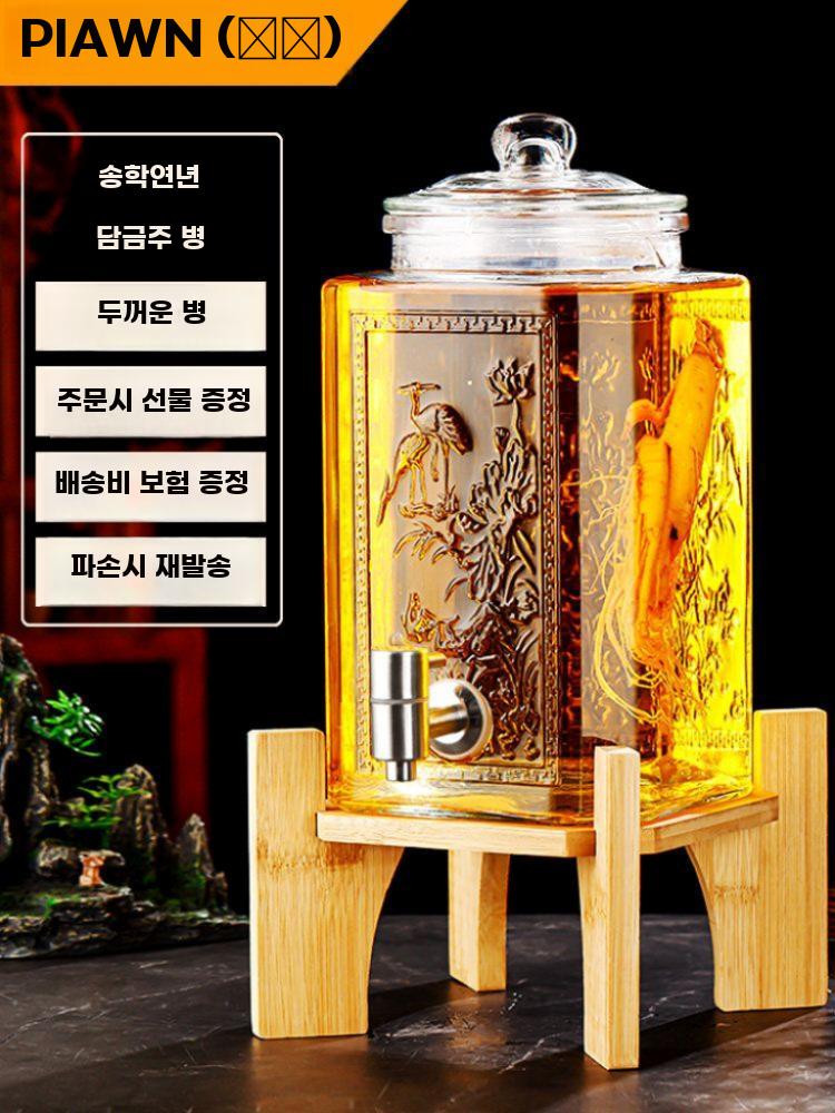 담금주 유리병 인삼주 술병 수도꼭지 고급 과실주병 밸브 3kg - 상세 이미지 2